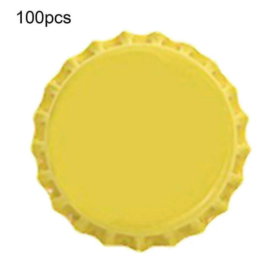 100pcs Bottle Caps Sturdy Construction Anti-deform Tinplate Mini Beer Drinks Caps For HomeApricot Yellow