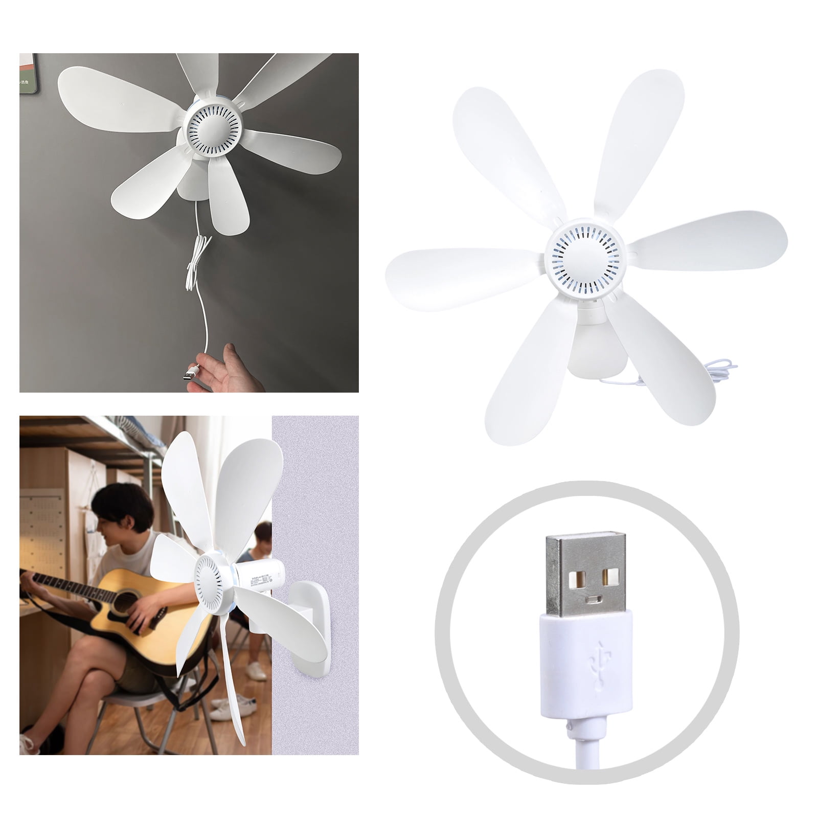 Remote Control Wall Mount Fan 5V USB Power 8H Timer Function Space Saving 4 Adjustable Speed For Kitchen Office