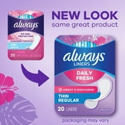 Always Thin No Feel Protection Daily Liners, Regular, Unscented, 120 Count