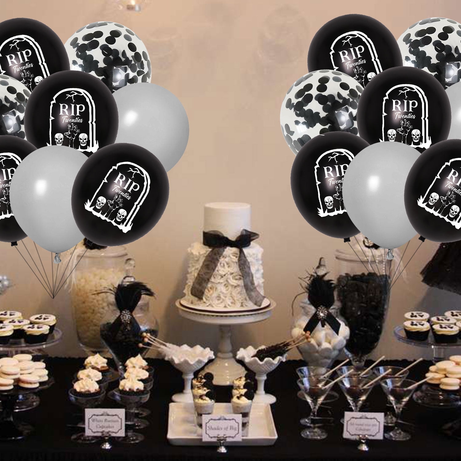 30Pcs Rip Twenties Birthday Balloons, 30th Birthday Party Supplies Death To My Twenties Birthday Decorations, Black Confetti Balloons for Women Funeral 30th Birthday Party Supplies