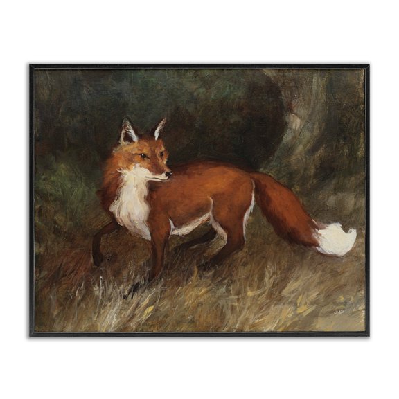 Stupell Industries Rustic Lodge Wild Fox in Forest Black Framed Giclee Art, 14 x 11, by Julia Purinton