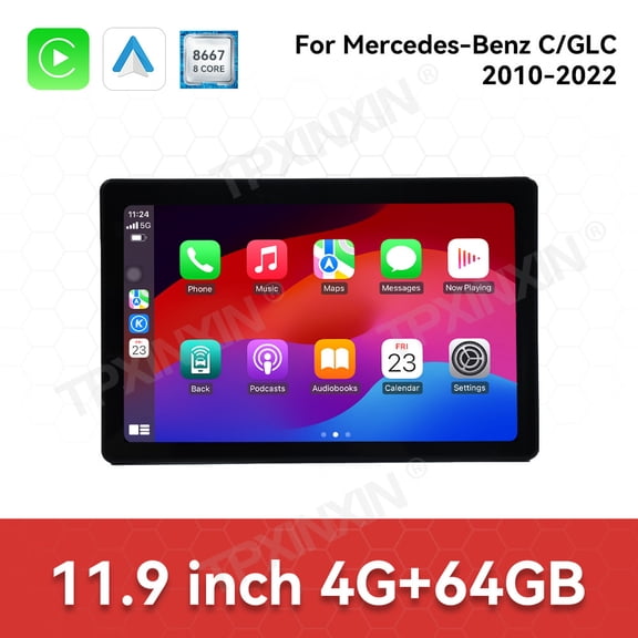 TPXINXIN 11.9 inch Car Radio With Android 13 Screen Automotive Multimedia For Mercedes-Benz C/GLC 2015-2018 GPS Navi Upgrade Head Unit