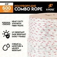 thumbnail image 2 of X-pose Safety Poly Combo 3 Strand Safety Rope - 3/8 In. x 600 Ft. - UV Coated Polypropylene Rope - for Fall Protection, Ladder Safety, Climbing, Arborist Rigging Equipment, Roofing Harness, 2 of 6