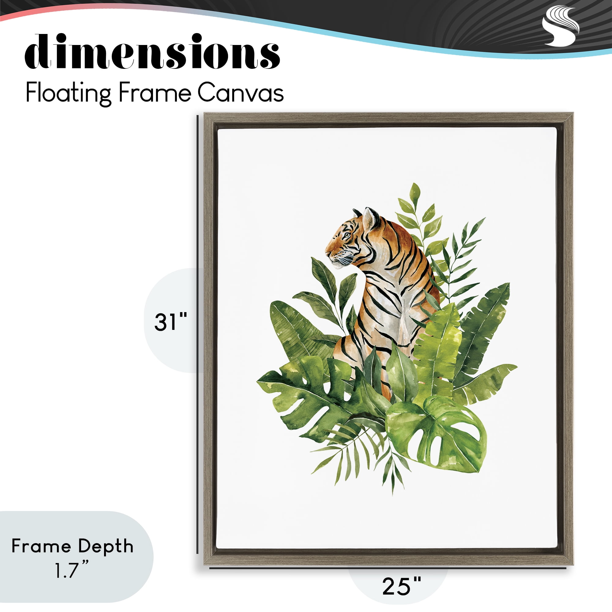 Stupell Industries Exotic Jungle Tiger Brown Framed Floater Canvas Wall Art, design by Bethany Sandoval