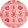 thumbnail image 1 of Ahgly Company Indoor Round Abstract Red Modern Area Rugs, 4' Round, 1 of 4