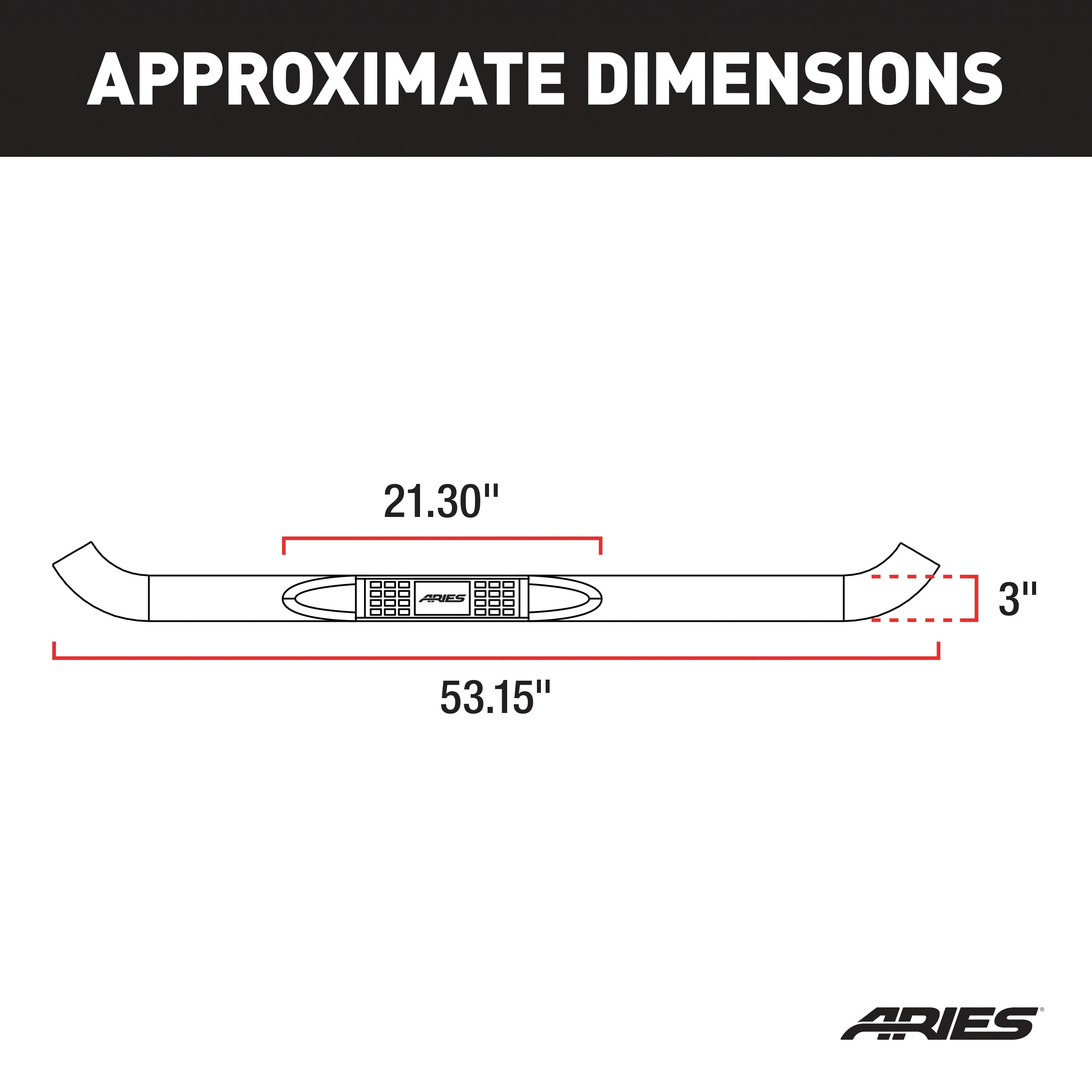 ARIES 3" Round Black Steel Side Bars, Select Silverado, Sierra 1500, 2500, 3500 Step Nerf Bar Kit