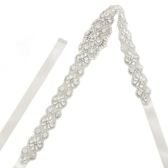 Rhinestone Wedding Dress Belt, Sparkly Belt for Women Formal Dress, Adjustable Ribbon with Flower Design, Ideal for Bridal Gowns, Elegant Rhinestone Wedding Accessories