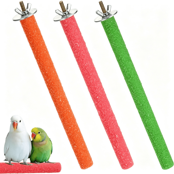 ACDANC Bird Perches for Cage, 3 Pcs Multi-Color Fun Wood Parrot Perch for Cage Stand Parakeet Perches Parakeet Toys Sanded Surface Parrot Climbing Sticks for Budgies Cockatiels Parakeets Canaries