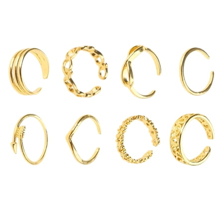 Adjustable Toe Rings for Women Beach Rose Gold Silver Open Toe Set Finger Foot Jewelry