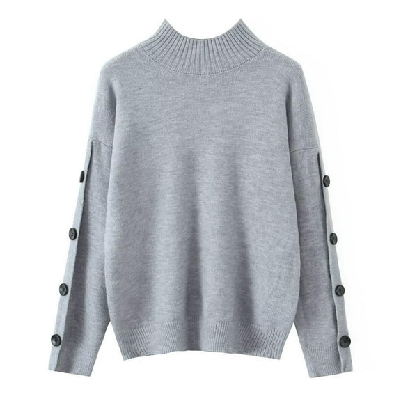 Womens Fall Sweaters Sevevn Women's Mock Neck Long Sleeve Pullover Ribbed Knit Sweater Top