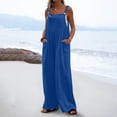 thumbnail image 4 of Fashion Plus Size Jumpsuits for Women with Sleeves Summer Printed Jumpsuit Casual Button Pocket Sleeveless Wide Leg Trousers, 4 of 8