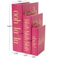 thumbnail image 3 of DecMode Text "Ooh La La" Faux Book Storage Red Faux Leather Decorative Box with Gold Lettering, 3 Count, 3 of 20