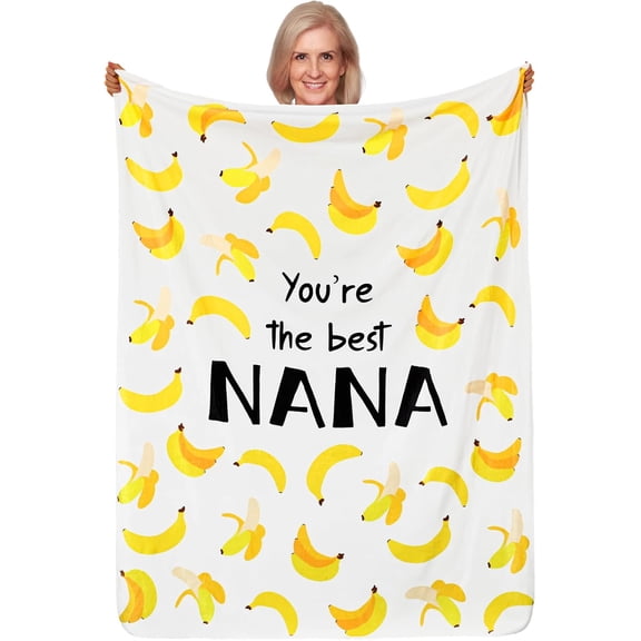 Nana Gifts Nana Banana Gifts Nana Blanket Soft Flannel Throw Blanket for Grandma from Granddaughter Grandkids You''re The Best Nana Gift for Birthday, 60"x50"