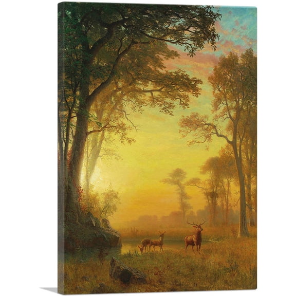 ARTCANVAS Light In The Forest Canvas Art Print by Albert Bierstadt - Size: 26" x 18" (0.75" Deep)