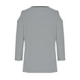 thumbnail image 5 of tklpehg 3/4 Sleeve Tops for Women V-Neck Cold Shoulder Tops Lightweight Fashion Print Casual Loose Going Out Tops Tunic Tops Comfy Blouses (Dark Gray,S), 5 of 5