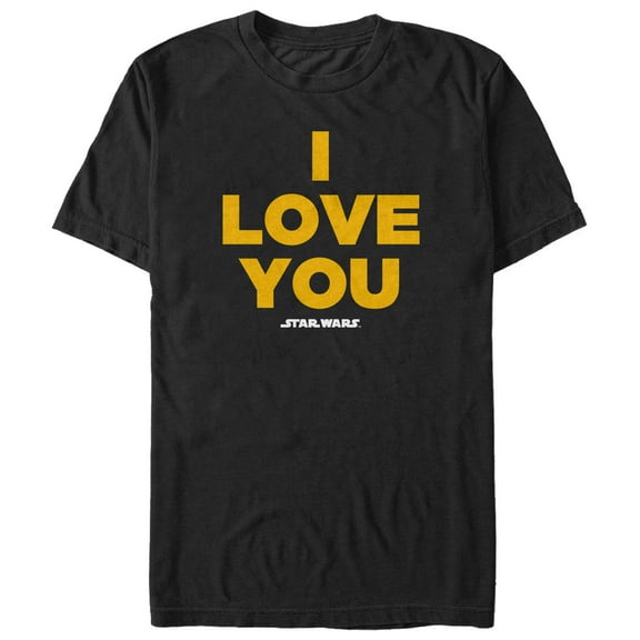 Men's Star Wars Princess Leia I Love You Graphic Tee Black 3X Large