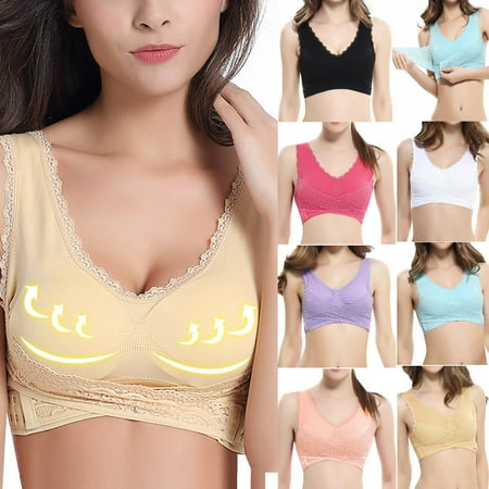 

Tejiojio Bras for Women Plus Size Ladies Traceless Comfortable No Steel Ring Vest Breathable Gathering Bra Ladies Underwear