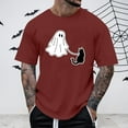 thumbnail image 2 of T Shirts For Man Ghost Walking Dog Print Halloween Theme Casual Crew Neck Plus Size Short Sleeve Crew Neck Tops Loose Comfortable Mens T-Shirts Brick Red L, 2 of 5