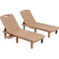 thumbnail image 2 of Poteban 2-Piece 5-Position Outdoor Lounge Chairs, All-Weather Resin Chaise Lounge Set with Cup Holder for Pool, Patio, Wood Tone, 2 of 8