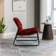 thumbnail image 2 of Sling Accent chair with Metal Frame, High Density Soft Plush Single Chair, Modern Industrial Slat Vanity Chair for Living Room, Bedroom, Claret Red, 2 of 9