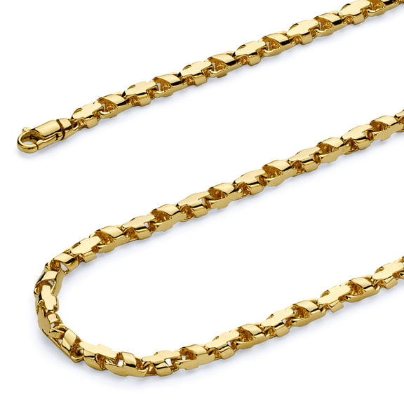Wellingsale 14k Yellow Gold Polished Solid 4mm Handmade Bullet Chain Link Bracelet - 8.5"