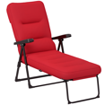 thumbnail image 1 of Outsunny Outdoor Lounge Chair w/ Cushion, Foldable Patio Chair, Wine Red, 1 of 10