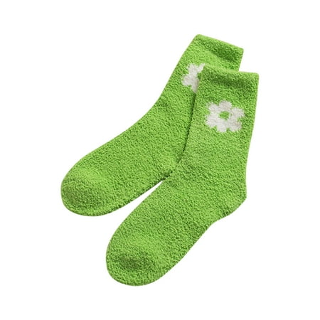 

LBECLEY Lace Hose Women Coral Socks Autumn and Winter Warm Home Floor Socks Mid Barrel Sleep Socks Semi Sheer Stockings Socks for Women Green One Size