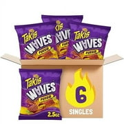 Takis Waves Fuego Spicy Wavy Potato Chips, Hot Chili Pepper Lime Flavored Hot Chips, Multipack 6 Individual Bags, 2.5 Ounces Each