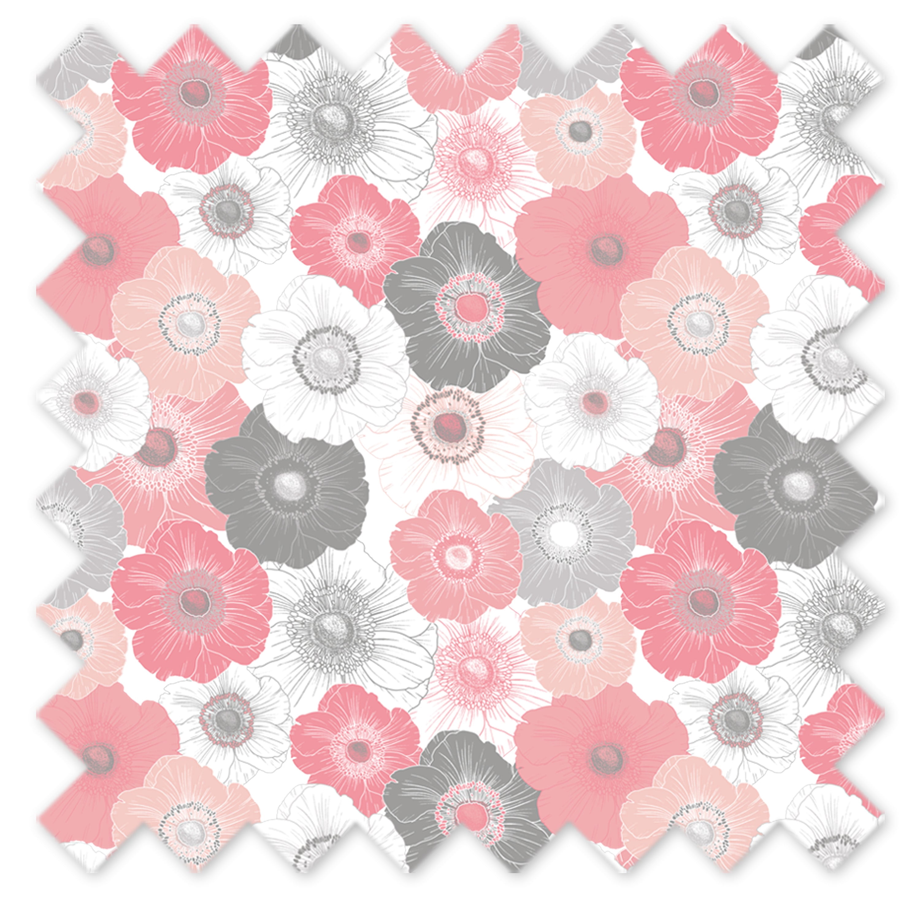 Bacati - Crib or Toddler Bed Fitted Sheet, Watercolor Flowers Coral Gray