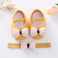 thumbnail image 2 of 2pcs/Set Newborn Baby Girl Princess Mary Jane Shoes Toddler Infant Wedding Dress Flat Shoes with Free Headband, 2 of 6