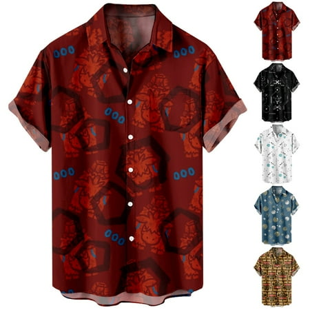 

Unisex Youth Anime Casual Button Down Tops Shirt with Breast Pocket Slim-Fit Clothes Sizes Kids-Adult Unisex