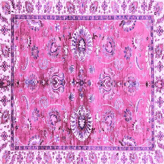 Ahgly Company Indoor Square Oriental Purple Traditional Area Rugs, 8' Square