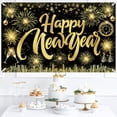 thumbnail image 3 of Happy New Year Fabric Sign Poster Banner Backdrop with Pattern Firework Champagne for Photo Booth Background New Year Party Decorations Supplies, 3 of 7