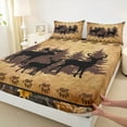 thumbnail image 3 of jejeloiu Woodland Animal Moose Twin Sheet Sets,Rustic Farmhouse Cabin Twin Fitted Sheet,Brown Bear Paws Flat Sheet For Boys Teens,Luxury Bedroom Decor,3-Piece, 3 of 7