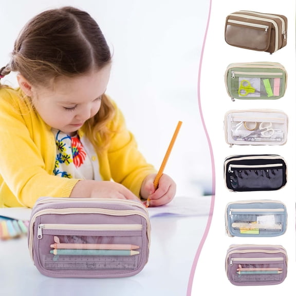 Under $1 Pencil Case Large Capacity Pencil Pouch Nine Layer Transparent PVC Pencil Box Pen Bag Stationery Organizer for College Office Desk Supplies by PALIFEUR