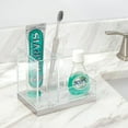 thumbnail image 5 of Plated Toothbrush and Toothpaste Holder - Storage Organizer Stand with 4 Compartments for Bathroom Countertop - Holders for Electric Toothbrush, Toothpaste - Hyde Collection - White/Soft Brass, 5 of 10