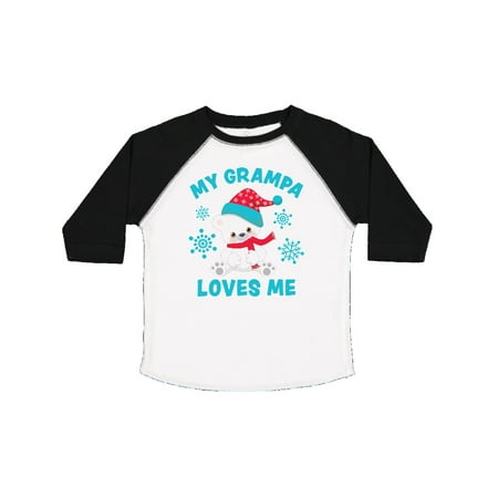

Inktastic Polar Bear My Grampa Loves Me in Santa Hat with Snowflakes Gift Toddler Boy or Toddler Girl T-Shirt