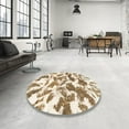 thumbnail image 4 of Ahgly Company Machine Washable Indoor Square Abstract Wheat Beige Area Rugs, 6' Square, 4 of 7