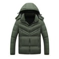 thumbnail image 2 of Brondbend Men Coats Winter Mens Fall Jackets Hooded Long Sleeved Zipper Pocket Outerwear Solid Color Comfortable Jacket Loose Fit Weekend Tops Army Green, 2 of 3