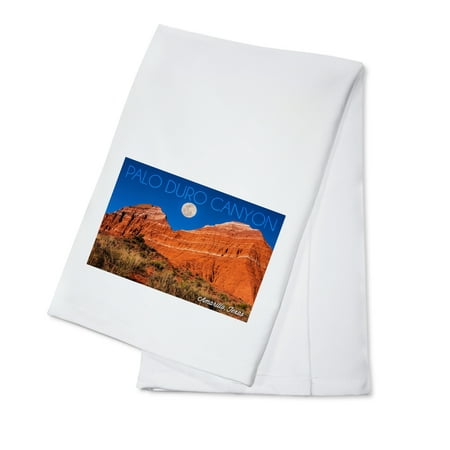 Amarillo, Texas - Palo Duro Canyon - Moon & Red Rock - Lantern Press Photography (100% Cotton Kitchen