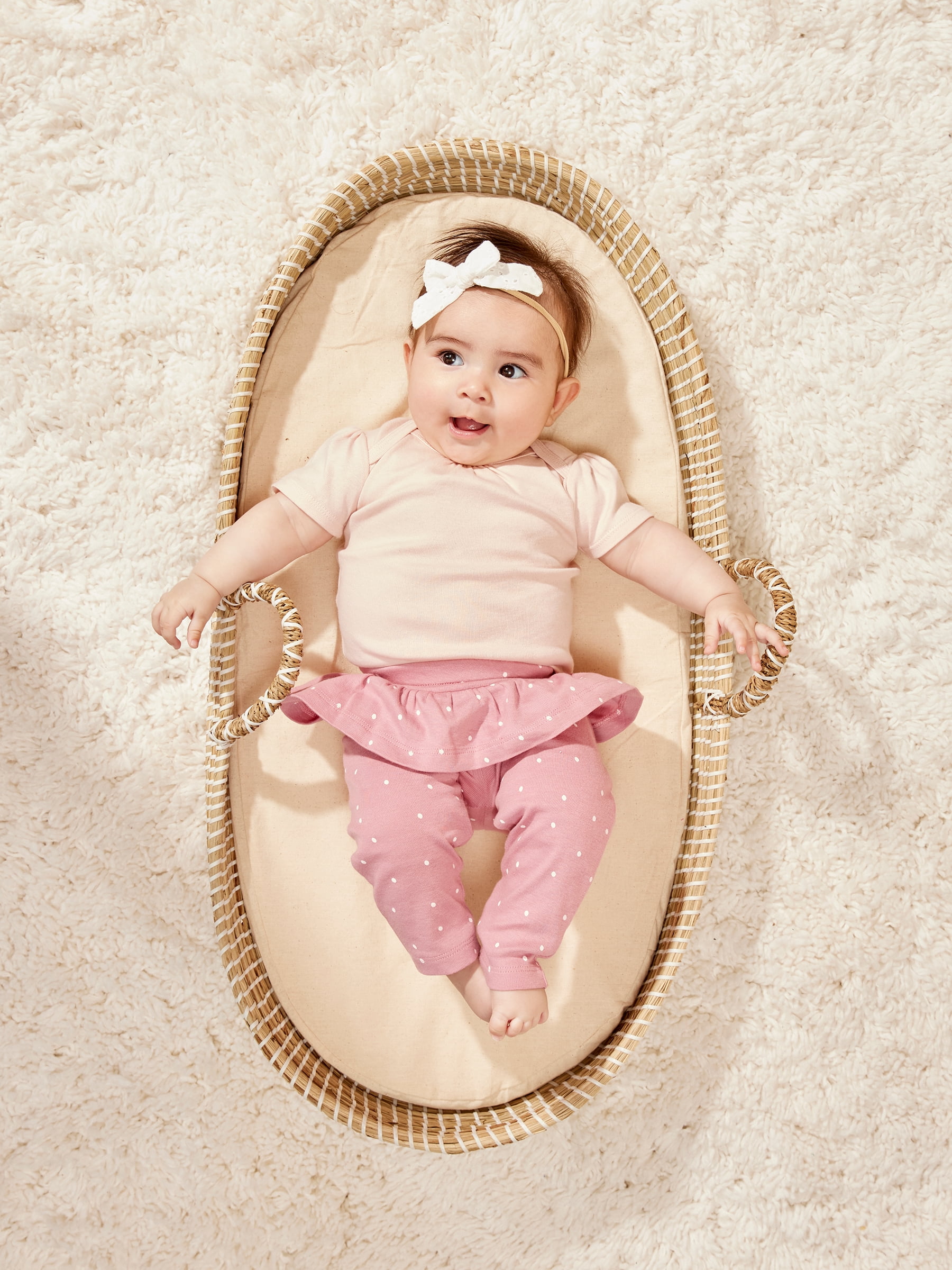 Little Star Organic Baby Girl 5 Pk Short Sleeve Bodysuits, Size Newborn - 24 Months