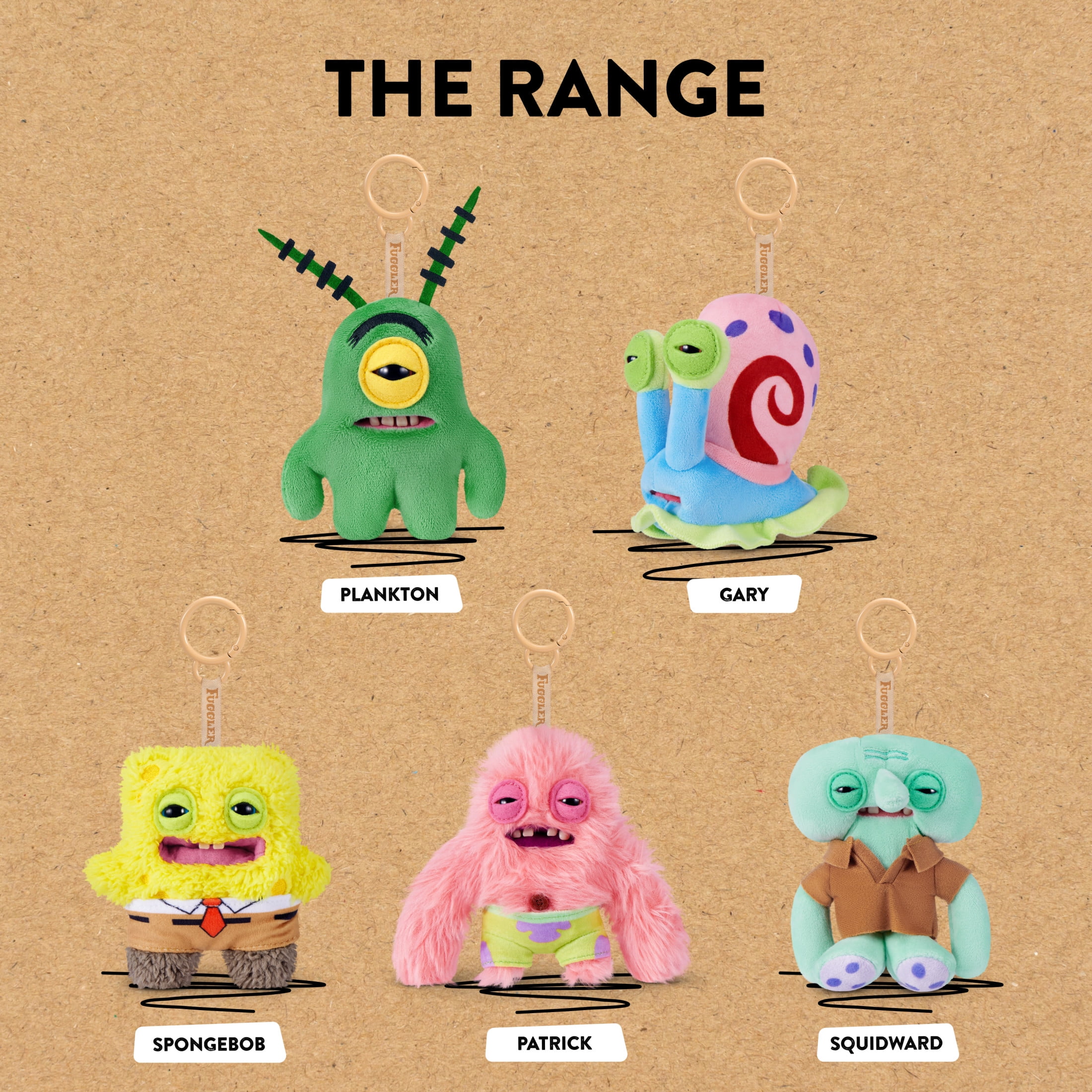 Fuggler SpongeBob Key Rings 5 inch (Patrick Star), Funny Ugly Monster Plush Keychain by ZURU