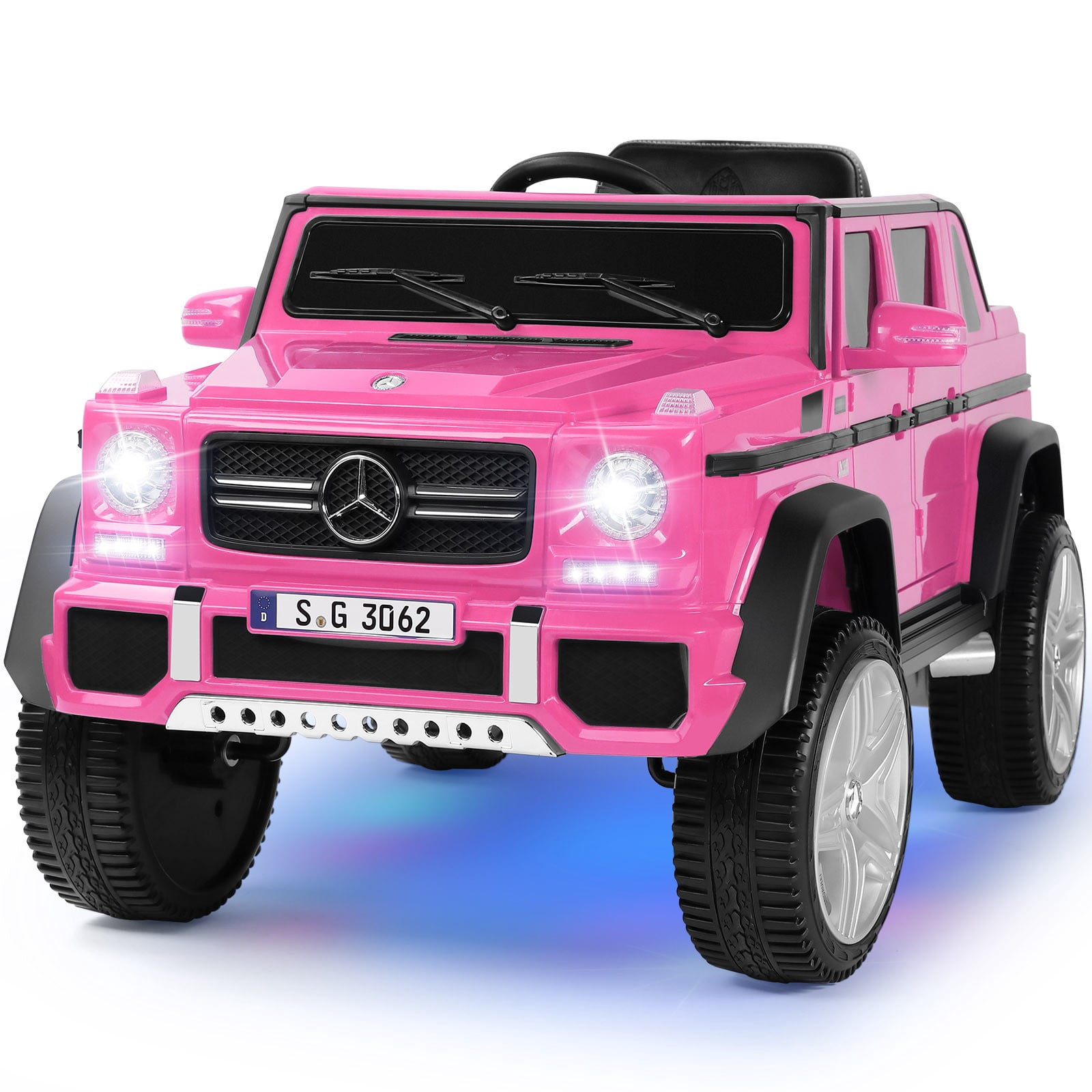 JOYLDIAS 12V Mercedes-Benz G650S Kids Ride On Car Electric Toy w/Remote Control, 3 Speeds, LED Lights, Bluetooth, Music(Pink)