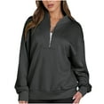 thumbnail image 1 of Jsaierl Sweatshirts for Women Zip up Long Sleeve Pullovers Solid Color Casual Tops Fall Trendy Oversized Sweatshirt, 1 of 8