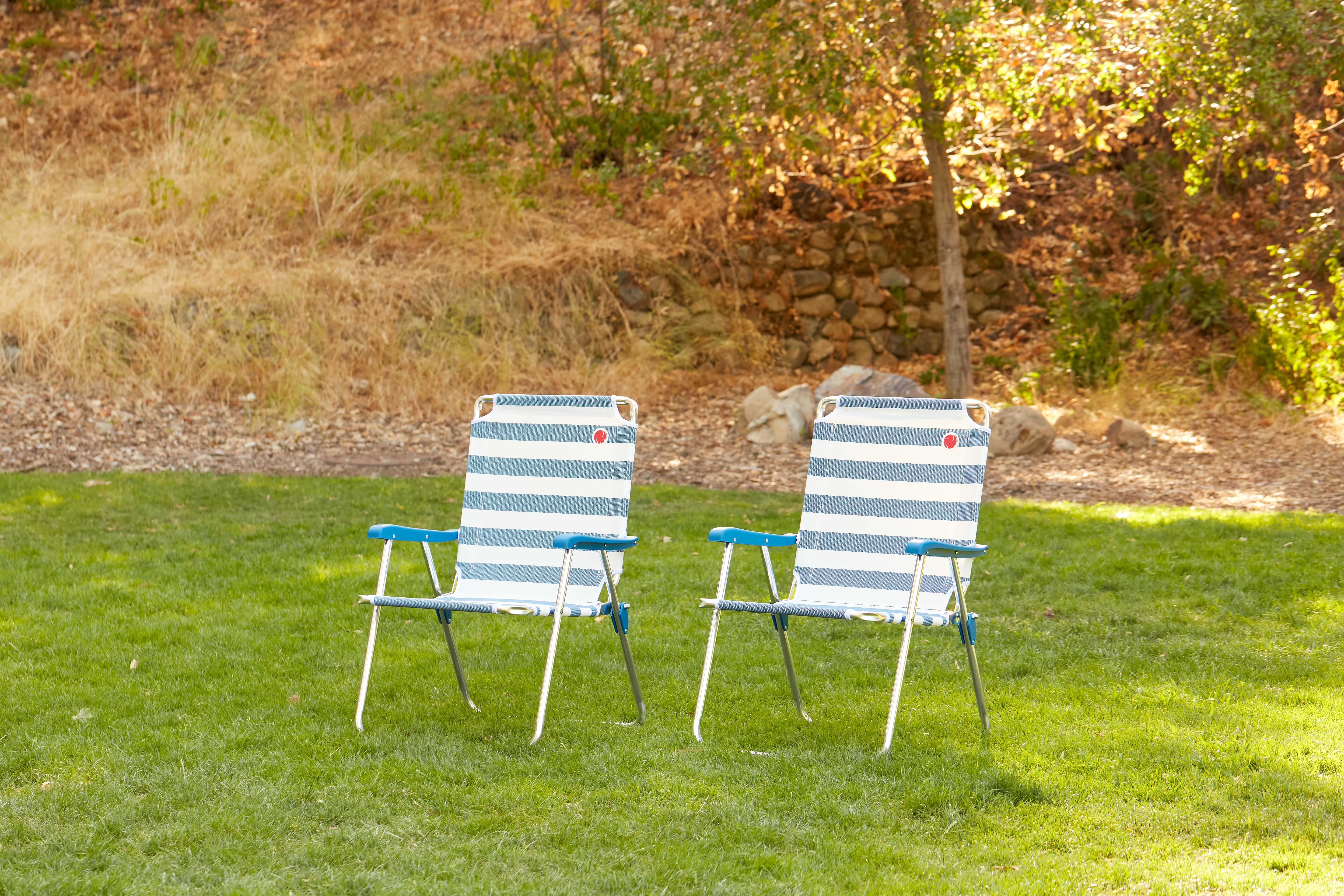 OmniCore Designs New Standard Folding Camp/Lawn Chair (2 Pack) BLUE/WHITE
