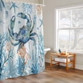 thumbnail image 6 of Teal Crab Shower Curtains for Bathroom, Coral Starfish Underwater Marine Life Coastal Washable Fabric Shower Curtain with Hooks Waterproof Bathroom Decor Sets, 60 x 72 Inches, 6 of 8