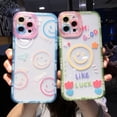 thumbnail image 2 of Bonita funda de teléfono transparente con dibujos de flores y sonrisas para iPhone 14 Pro Max 13 12 11 X XS XR 7 8 Plus, funda transparente a prueba de golpes para parejas Tan Jianjun unisex, 2 of 2
