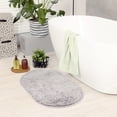 thumbnail image 6 of Unique Bargains 2 Pcs Oval Plush Mat Non Slip Washable Rug Light Grey 16" x 24"/20" x 32", 6 of 7