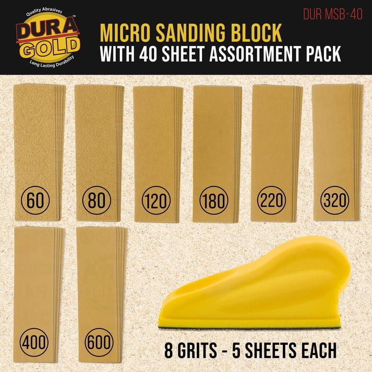 Dura-Gold Micro Hand Sanding Block Kit – 3.5 X 1 Pad With Hook & Loop Backing Dura-Gold Micro Hand Sanding Block Kit – 3.5 X 1 Pad With Hook & Loop Backing