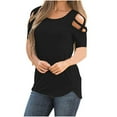 thumbnail image 2 of LEAVINGSUO 2026 50% off Clear! Womens Tops Women Three Quarter Sleeve Crisscross Strappy Cold Shoulder T-Shirt Tops Blouses, 2 of 6